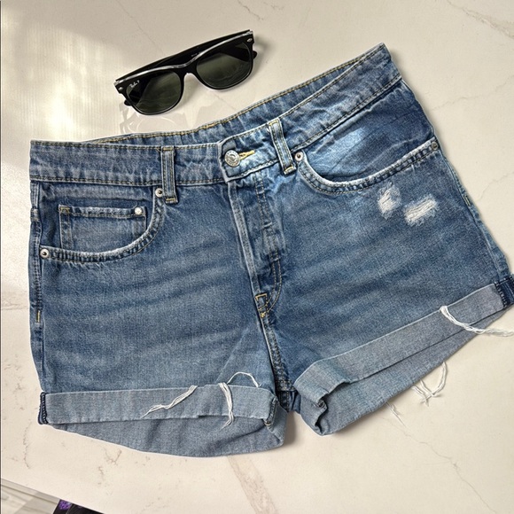 Denim Blue Women's Boyfriend Shorts - Picture 1 of 11
